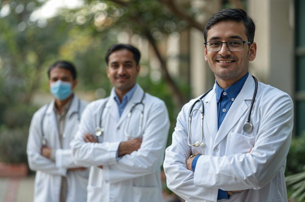 male working as paediatrician